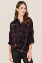 Francesca's Ora Surplus Plaid Button Down - Purple