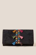 Francesca Inchess Twila Tassel Clutch In Black - Black