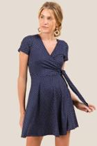 Francesca's Lillian Side Tie Knit Dress - Navy