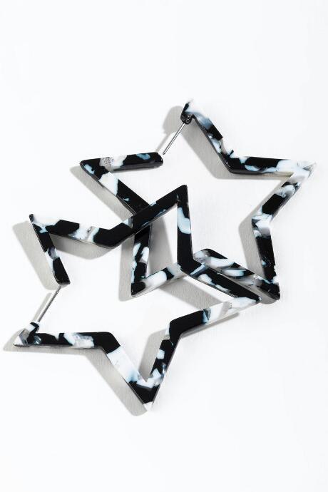 Francesca's Lindsay Star Hoops - Black/white