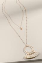 Francesca's Marney Open Circle Tasseled Pendant Necklace - Ivory