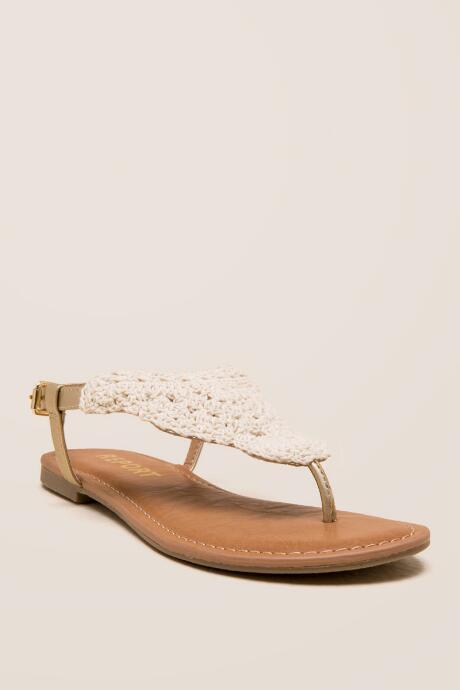 Report Ginelle Crochet T-strap Sandal - Natural