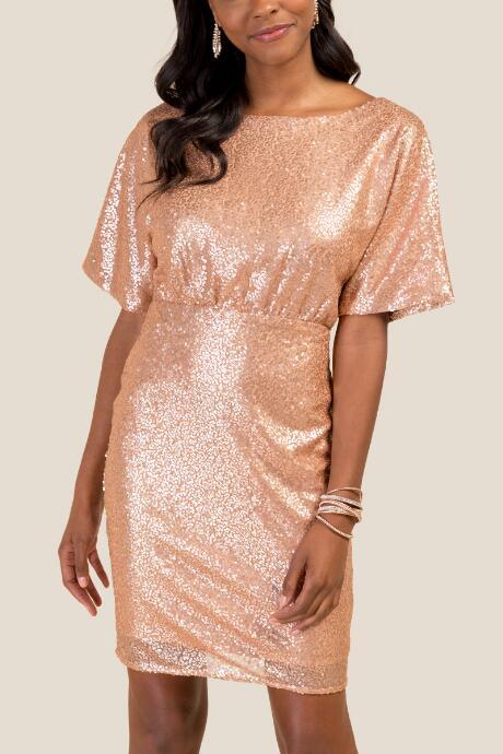 Francesca's Tatiana Sequin Sheath Dress - Gold