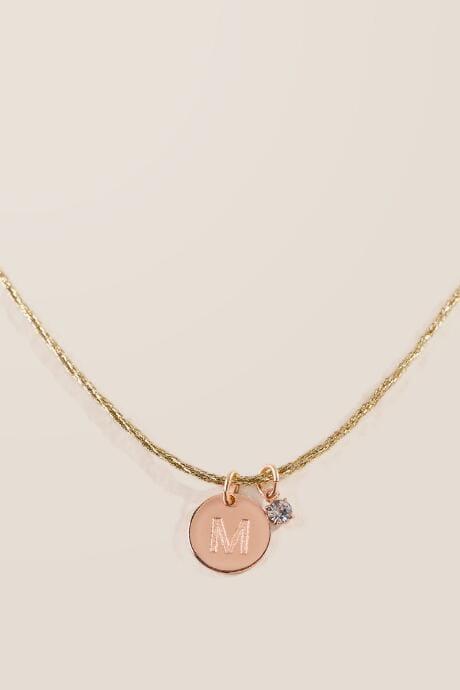 Francesca's M Initial Gold Thread Pendant - Rose/gold