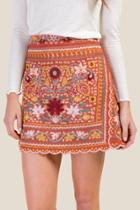 Francesca's Laura Embroidered Skirt - Cinnamon