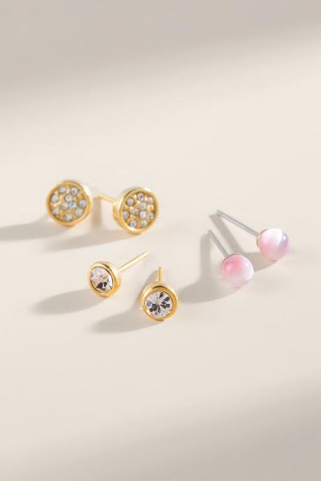 Francesca's Jasmine Cateye Earring Stud Set - Blush