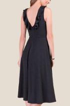 Francesca's Jackie Ruffled Midi Dress - Black
