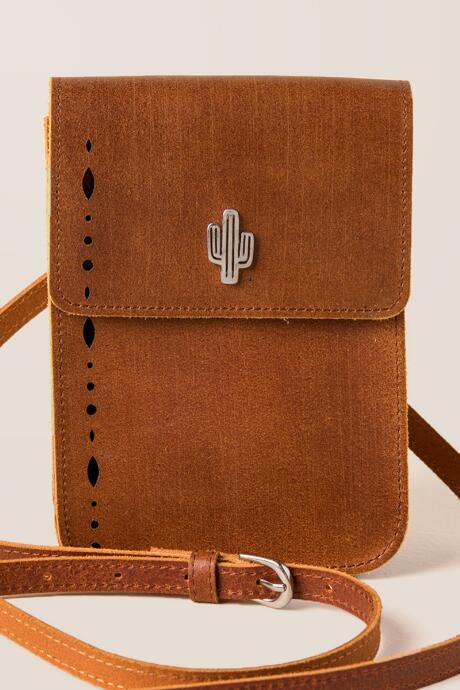 Francescas Kiara Leather Cactus Crossbody - Cognac