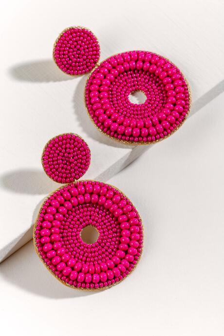 Francesca's Myanna Beaded Circle Earrings - Fuchsia