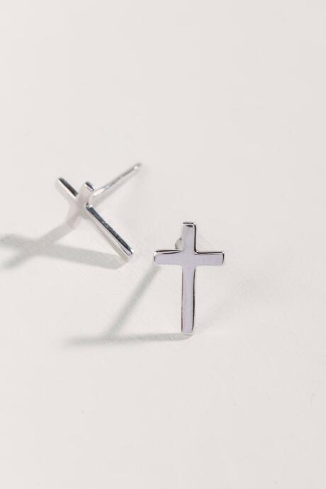 Francesca's Cheryl Cross Stud Earrings - Silver