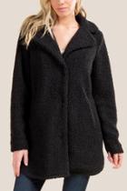 Francesca's Dylan Thin Sherpa Coat - Black
