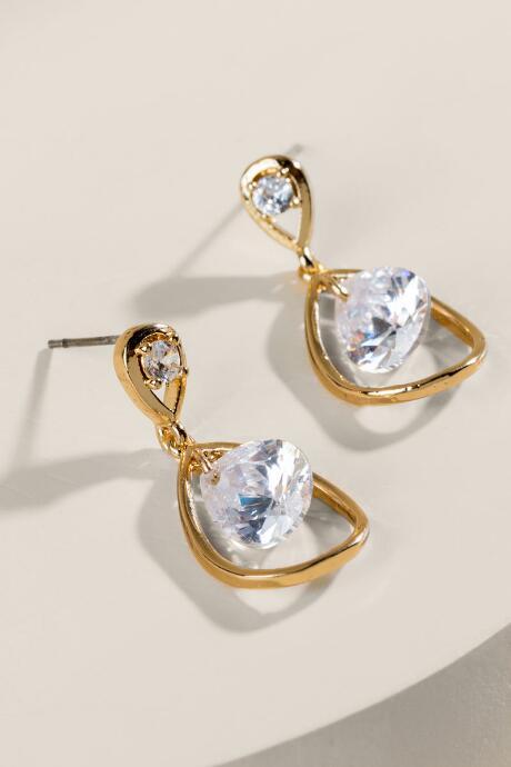 Francesca's Madeline Cz Teardrop Earrings - Crystal