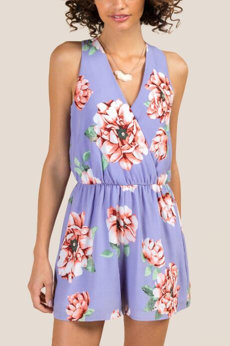 Francesca Inchess Darby Large Floral Romper - Oxford Blue