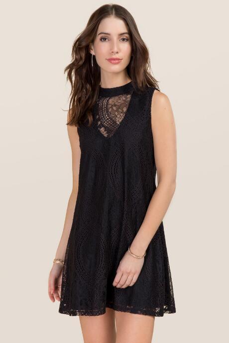 Francesca's Gigi Lace Shift Dress - Black