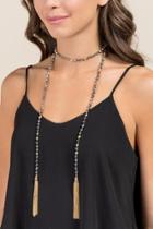 Francesca's Stella Wrap Tassel Necklace In Hematite - Hematite