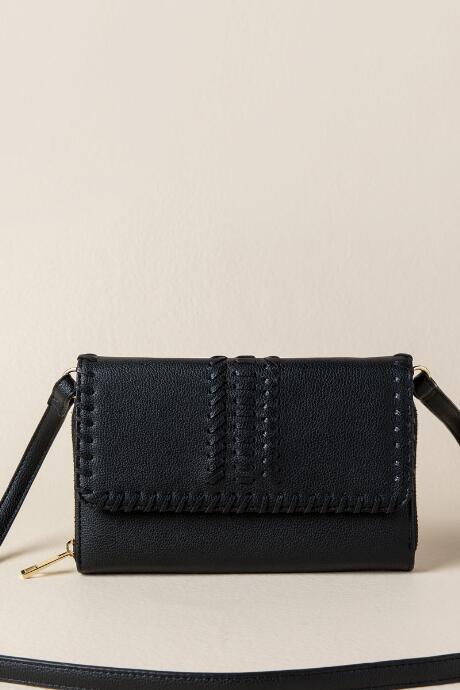 Francesca's Louise Whipstitch Wallet Crossbody - Black
