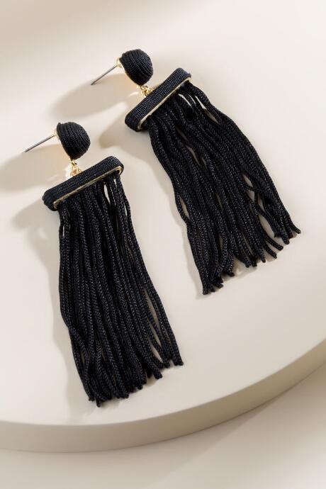 Francesca Inchess Regina Black Fringe Earrings - Black