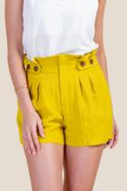 Francesca Inchess Camila Paperbag Waist Classic Shorts - Lemon