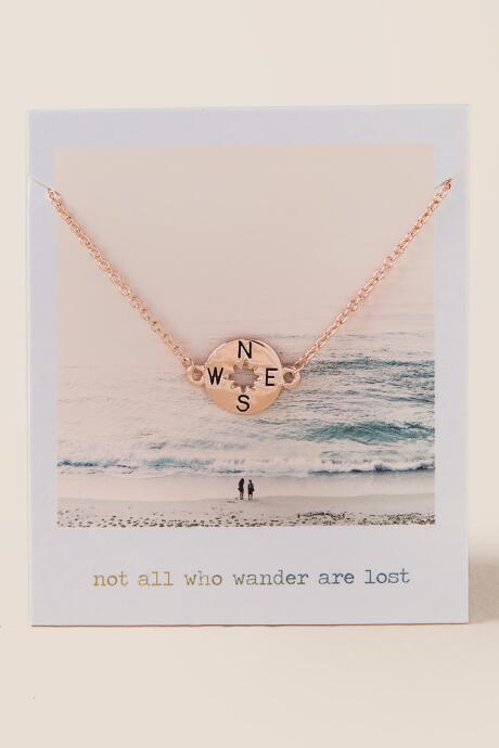 Francesca's Compass Pendant Necklace In Rose Gold - Rose/gold