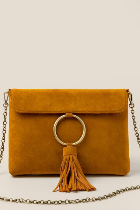 Francesca's Selina Suede Clutch - Marigold