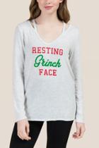 Francesca's Resting Grinch Face Cozy Graphic Tee - Heather Gray
