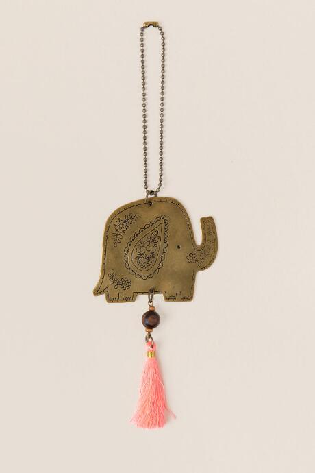 Natural Life Elephant Tassel Car Charm