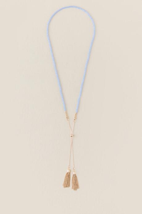 Francesca Inchess Clover Beaded Tassel Necklace - Periwinkle