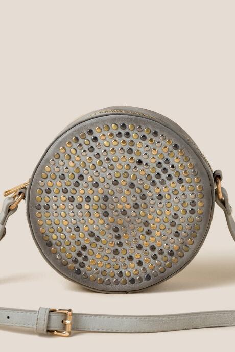 Francesca's Violetta Studded Canteen Crossbody - Gray