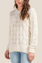 Francesca's Kathleen Pointelle Sweater - Ivory