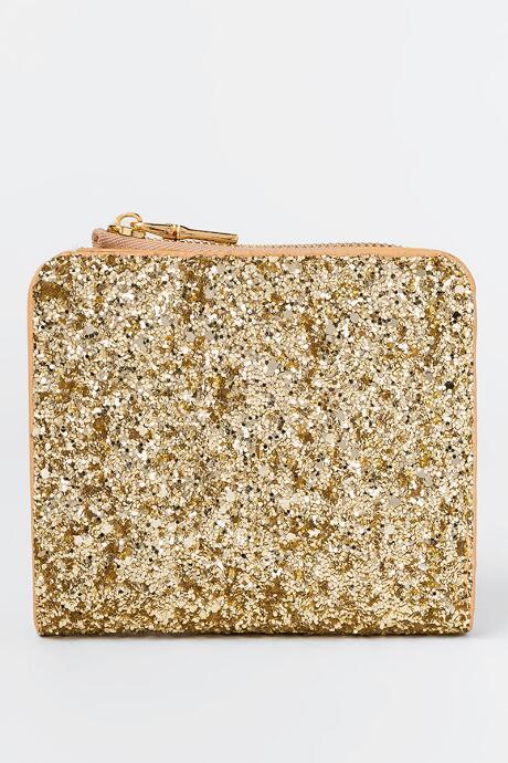 Francesca's Patti Glitter Zip Around Wallet - Gold