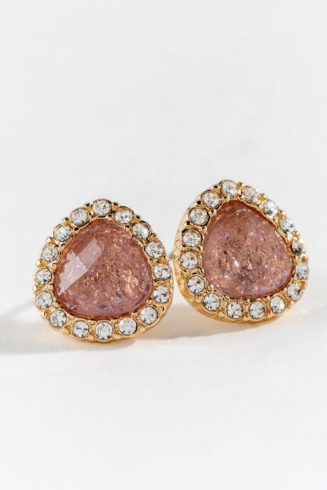 Francesca's Noelle Pav Crackled Triangle Studs - Pale Pink