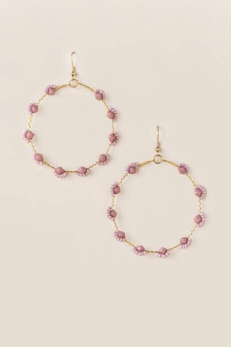 Francesca Inchess Rosalinda Beaded Cluster Hoop Earring In Mauve - Mauve