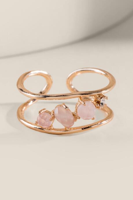 Francesca's Hadley Rose Quartz Adjustable Ring - Pale Pink