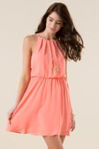 Francesca's Lush Flawless Solid Dress - Neon Coral