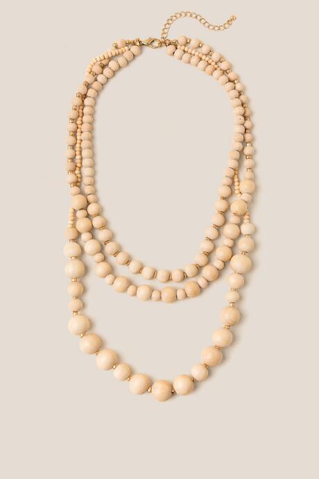Francesca's Carrie Statement Wood Layered Necklace - Tan