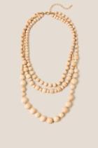 Francesca's Carrie Statement Wood Layered Necklace - Tan