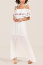 Francesca Inchess Lottie Off The Shoulder Embroidered Maxi Dress - White