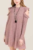 Alya Parker Cold Shoulder Rib Knit Dress - Blush