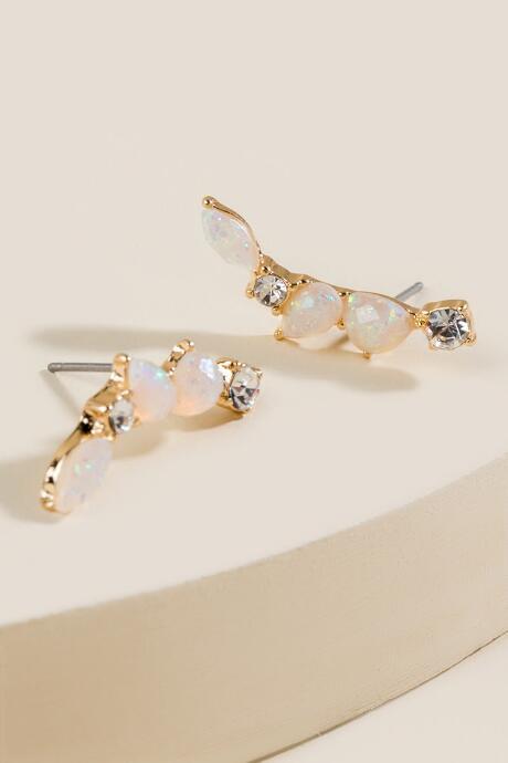 Francesca's Stacy Opal Earring Crawlers - White