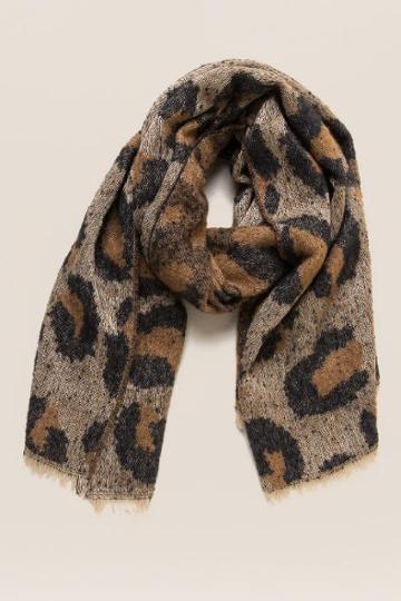 Francesca's Salacia Leopard Oblong Scarf - Brown