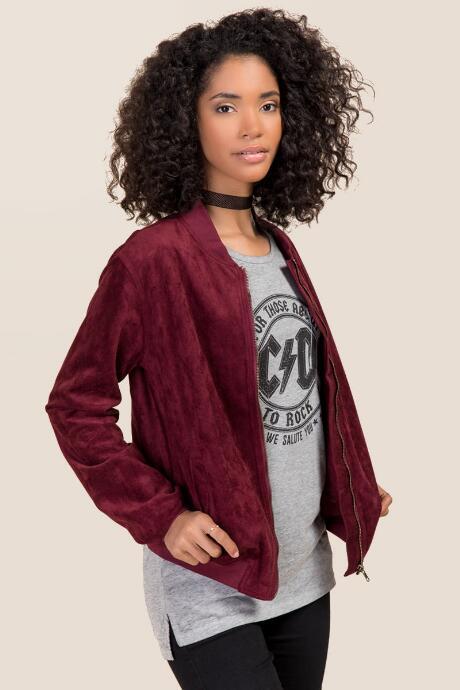 Mi Ami Daminique Suede Bomber - Wine