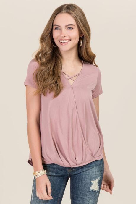 Alya Eisley Surplus X Neck Cupro Top - Mauve