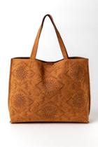Francesca's Melody Medallion Perforated Tote - Cognac