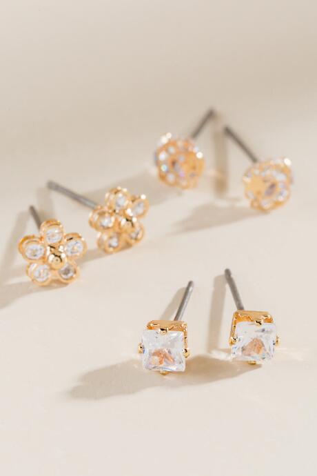 Francesca's Tessa Cz Stud Earring Set - Crystal