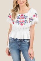 Blue Rain Mindy Cinch Waist Blouse - White