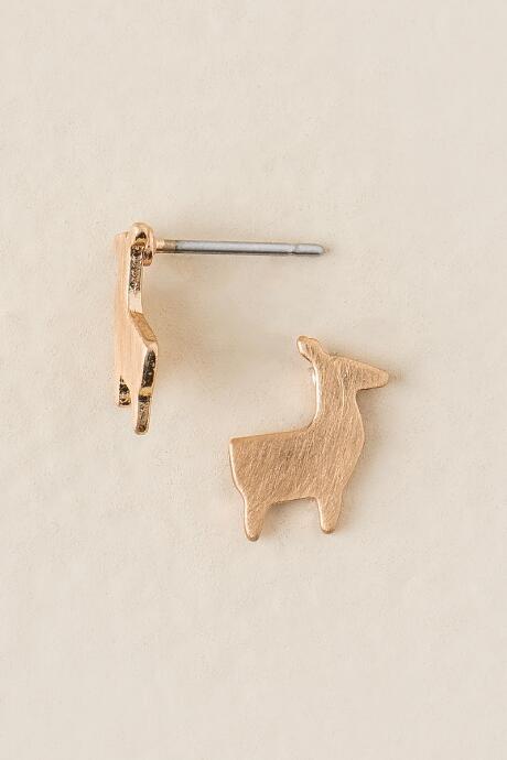 Francesca's Llama Brushed Stud Earring - Gold