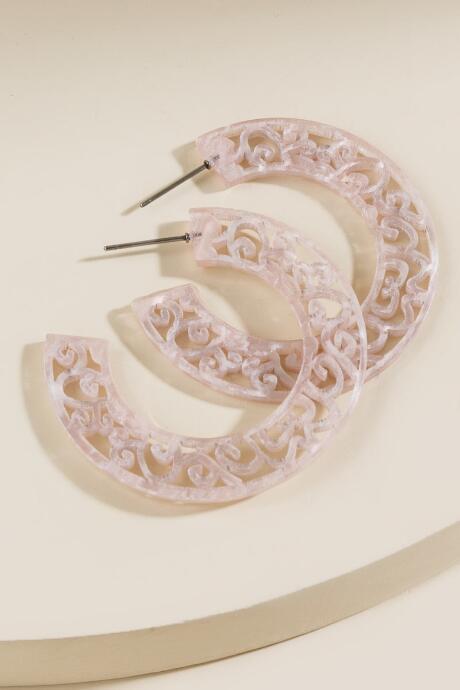 Francesca's Gina Laser Hoop - Pale Pink