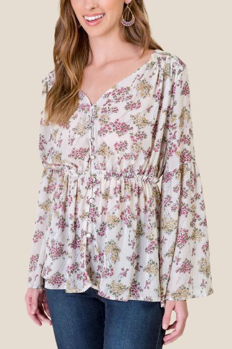 Francesca's Melody Button Down Peplum Blouse - Ivory