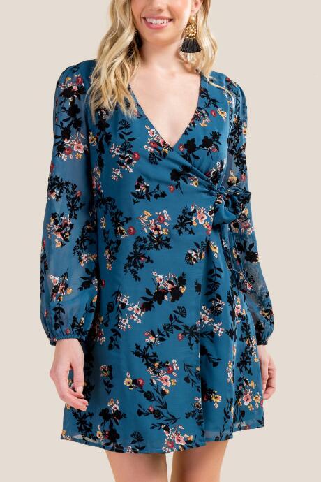 Francesca Inchess Addilyn Floral Wrap Dress - Dark Teal