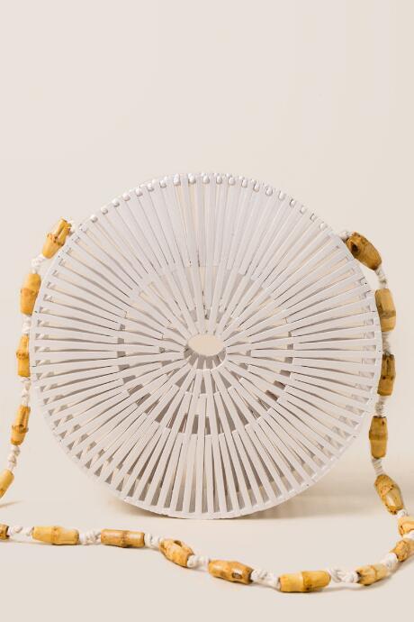 Francescas Peru Bamboo Circle Crossbody - White